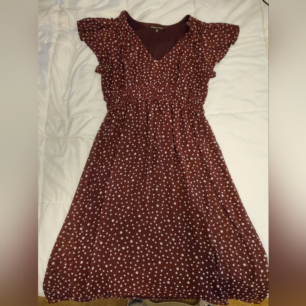 Maroon dress with polka dots